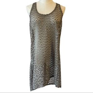 Swimsuit  beach coverup racerback midi high low dress with cutout design